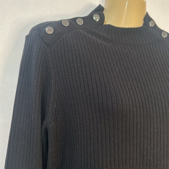 TALBOT LONG SLEEVE SUETER WOMEN SIZE M BLACK SHOULDER SNAP - Picture 3 of 9